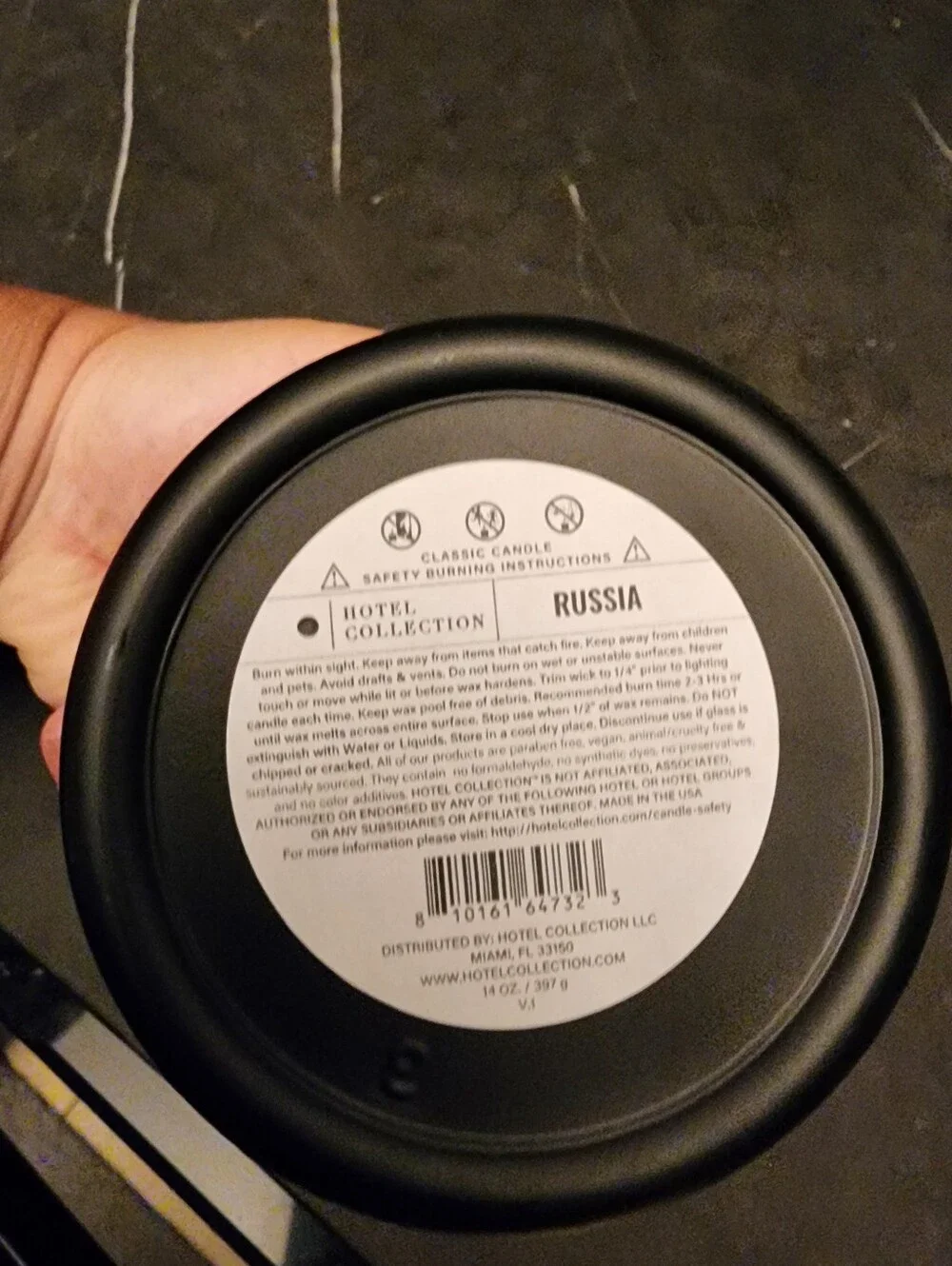 NWOT Hotel Collection Russia Scented Candle - Black